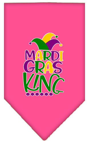 Mardi Gras King Screen Print Mardi Gras Bandana Bright Pink Small